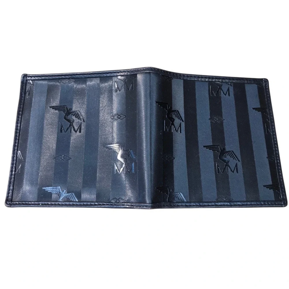 Maison Mollerus Suisse Black Bifold Wallet Monogram Logo Mens Card Coin Pocket